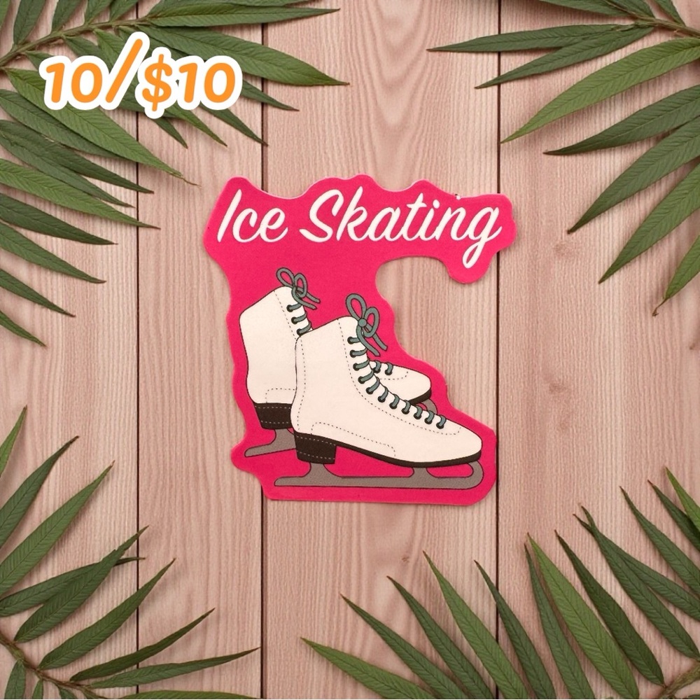 Ice Skating Sticker – Retro Figure Skates Vinyl Decal for Winter Sports Lovers